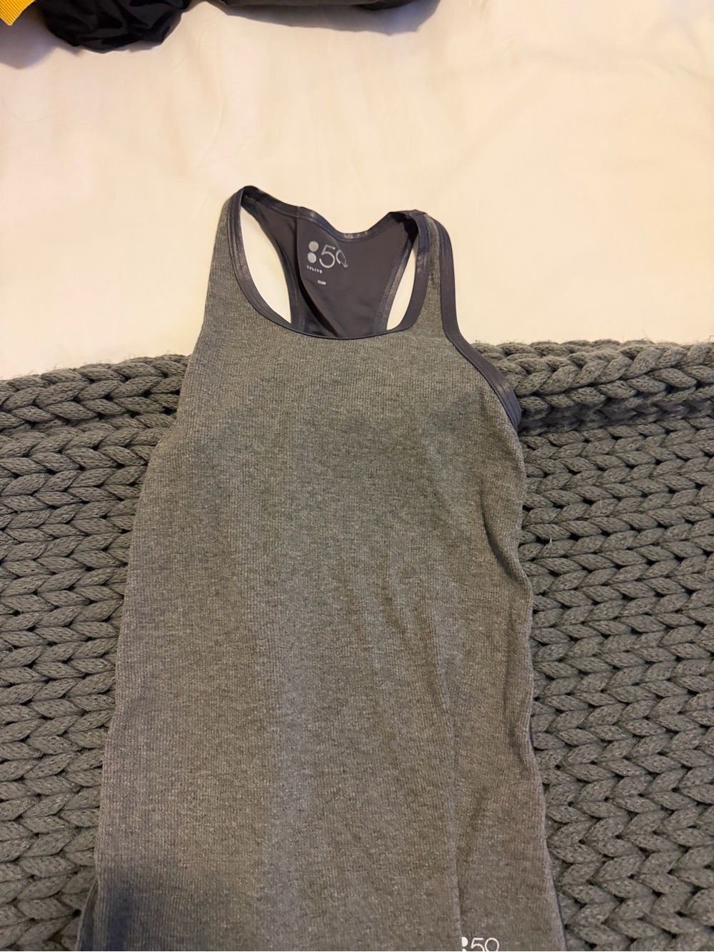 Sporty Gray Racerback Tank with Built-In Shelf